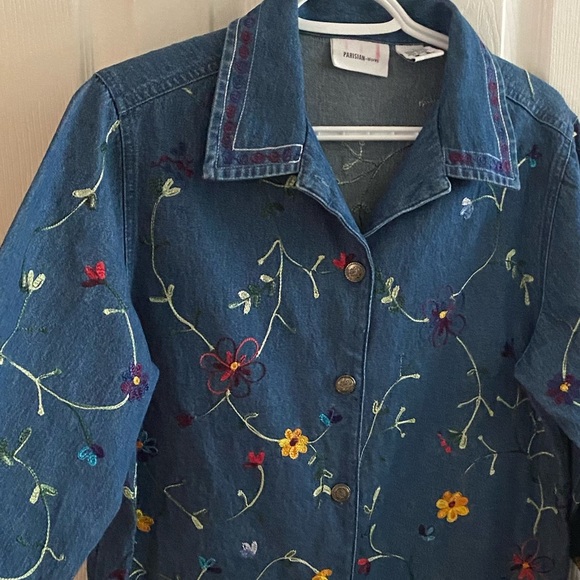 Parisian Works Blue Floral Embroidered Jean Jacket - Picture 7 of 13